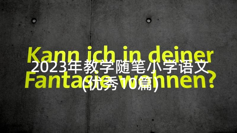 2023年教学随笔小学语文(优秀10篇)