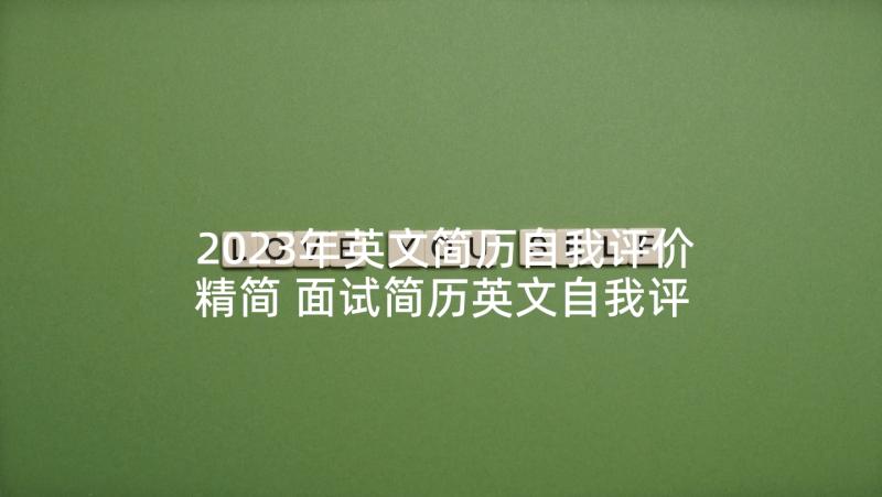 2023年英文简历自我评价精简 面试简历英文自我评价(通用5篇)