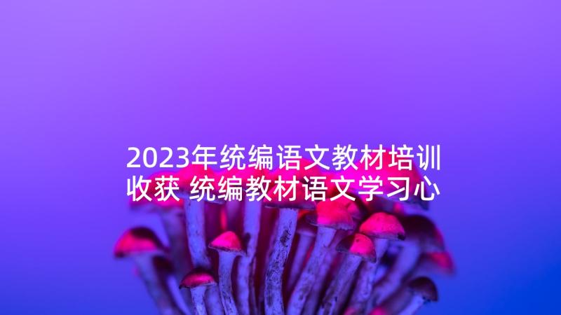 2023年统编语文教材培训收获 统编教材语文学习心得体会(优质10篇)