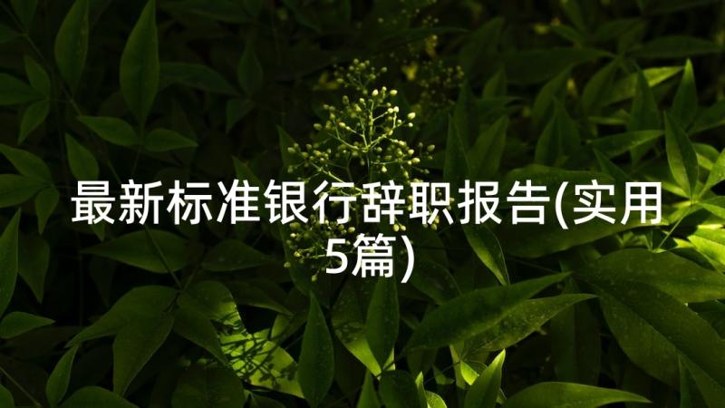 最新标准银行辞职报告(实用5篇)