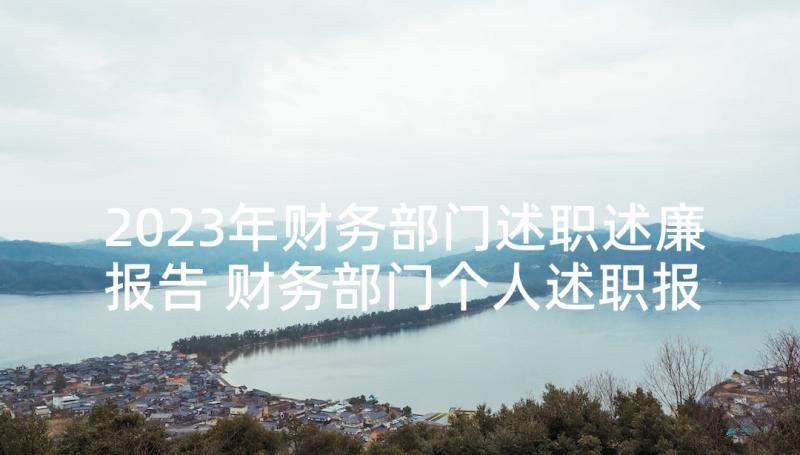 2023年财务部门述职述廉报告 财务部门个人述职报告(精选5篇)