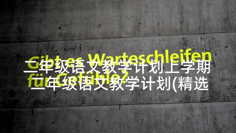 二年级语文教学计划上学期 二年级语文教学计划(精选5篇)