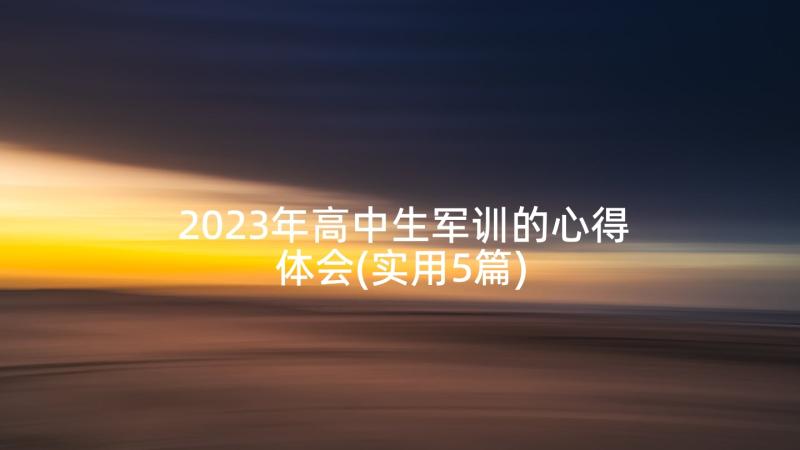 2023年高中生军训的心得体会(实用5篇)