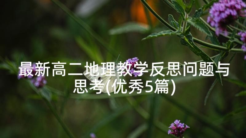 最新高二地理教学反思问题与思考(优秀5篇)