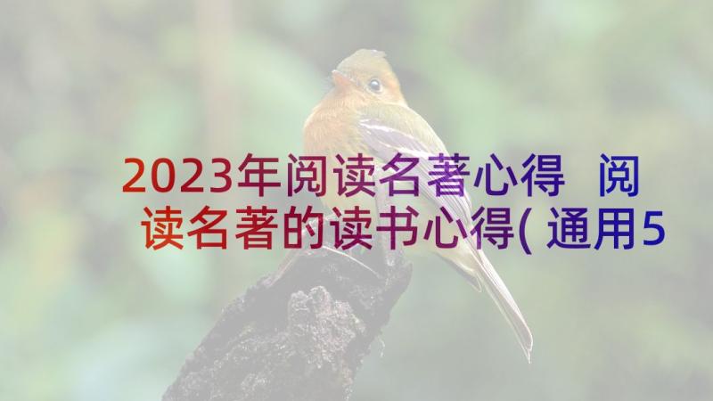 2023年阅读名著心得 阅读名著的读书心得(通用5篇)