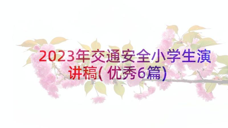 2023年交通安全小学生演讲稿(优秀6篇)