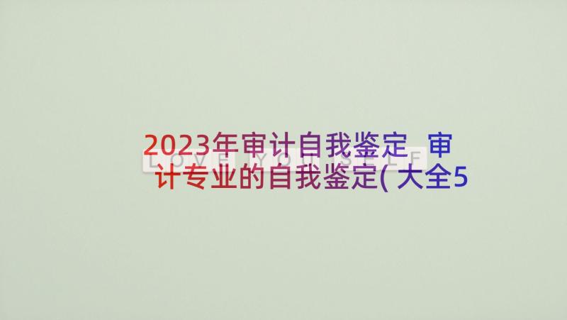 2023年审计自我鉴定 审计专业的自我鉴定(大全5篇)