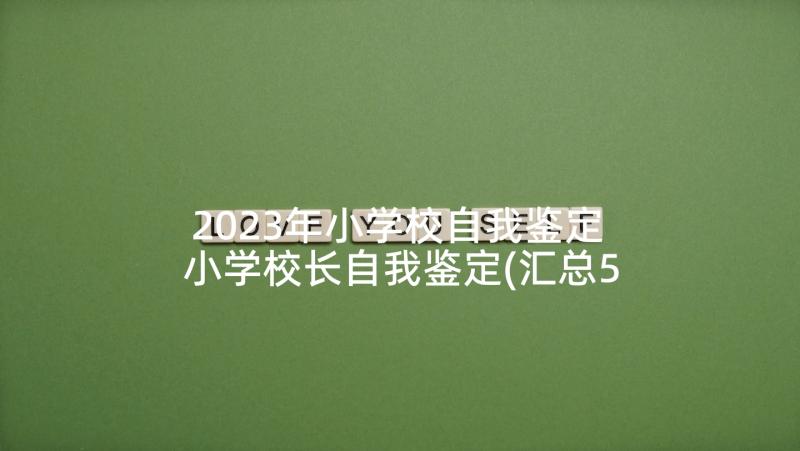 2023年小学校自我鉴定 小学校长自我鉴定(汇总5篇)