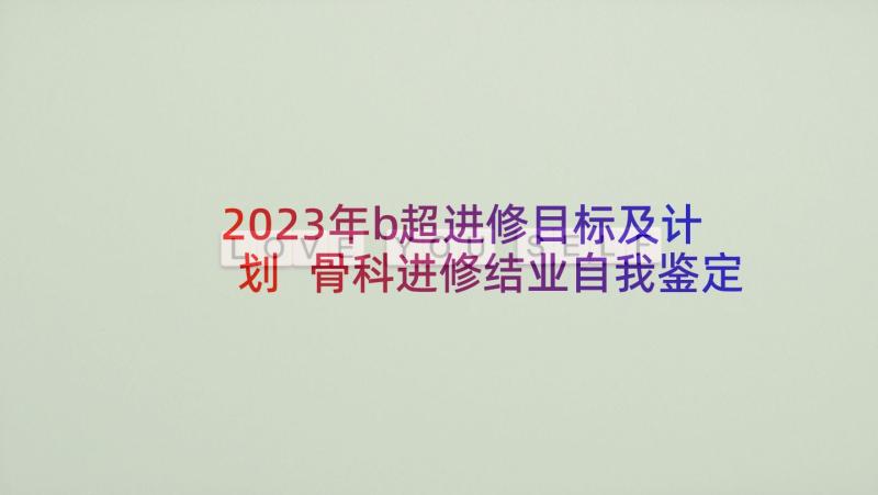 2023年b超进修目标及计划 骨科进修结业自我鉴定(大全5篇)