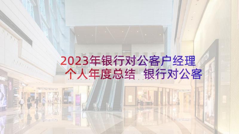 2023年银行对公客户经理个人年度总结 银行对公客户经理岗位职责(汇总7篇)