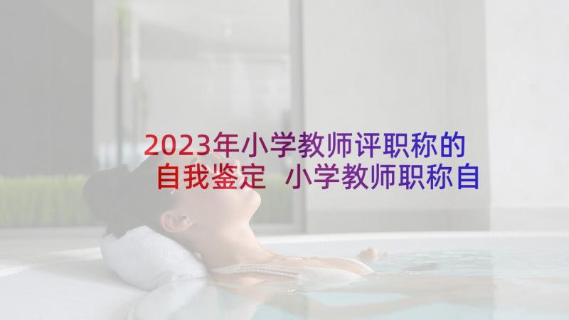 2023年小学教师评职称的自我鉴定 小学教师职称自我鉴定(通用5篇)