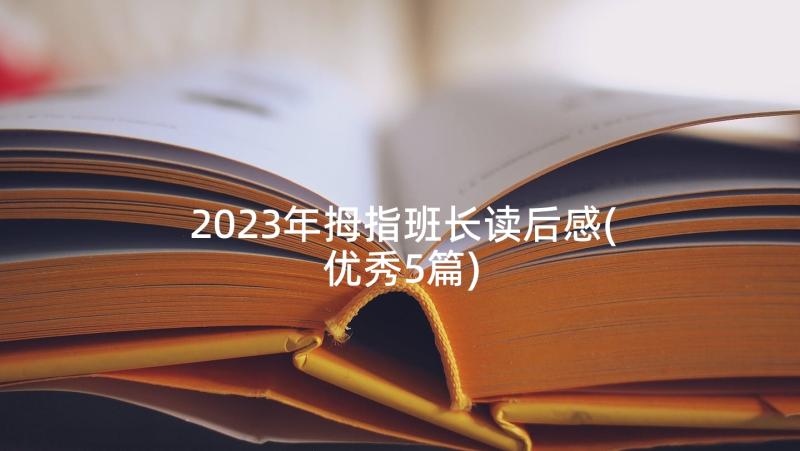 2023年拇指班长读后感(优秀5篇)