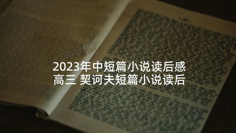 2023年中短篇小说读后感高三 契诃夫短篇小说读后感(优质8篇)