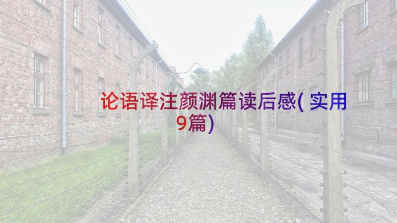 论语译注颜渊篇读后感(实用9篇)