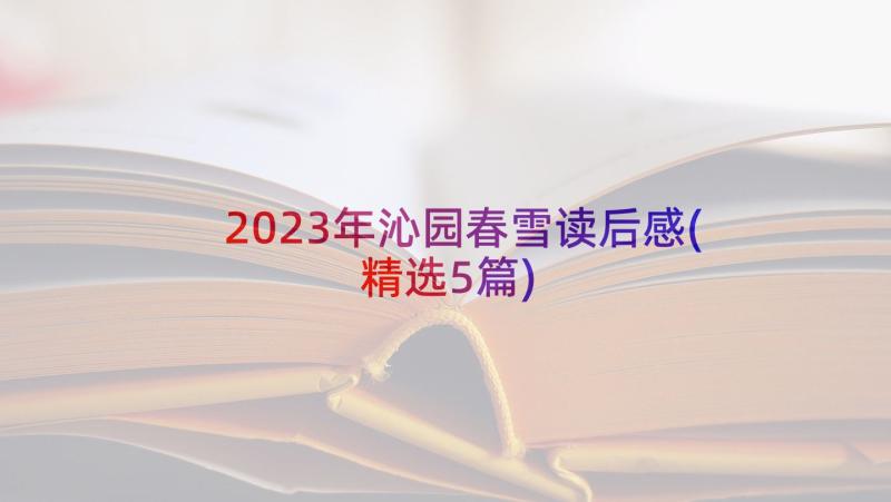 2023年沁园春雪读后感(精选5篇)