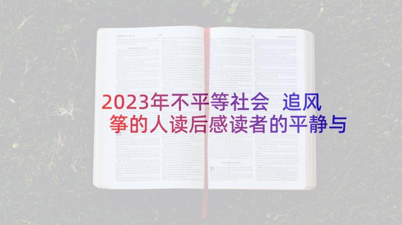 2023年不平等社会 追风筝的人读后感读者的平静与不平静(优质5篇)