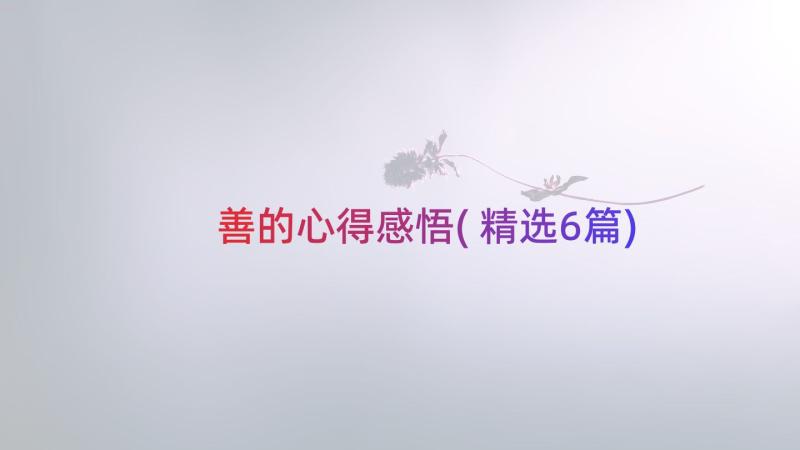 善的心得感悟(精选6篇)