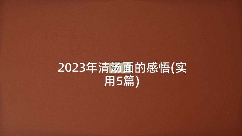 2023年清汤面的感悟(实用5篇)