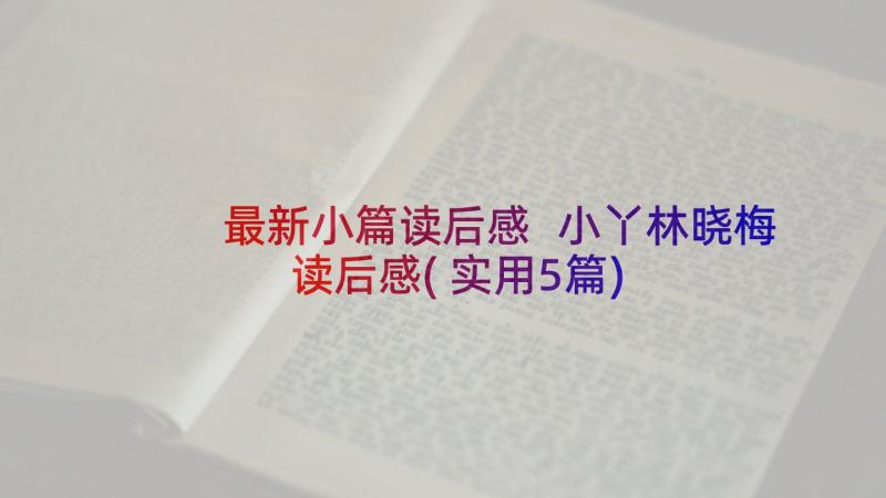 最新小篇读后感 小丫林晓梅读后感(实用5篇)