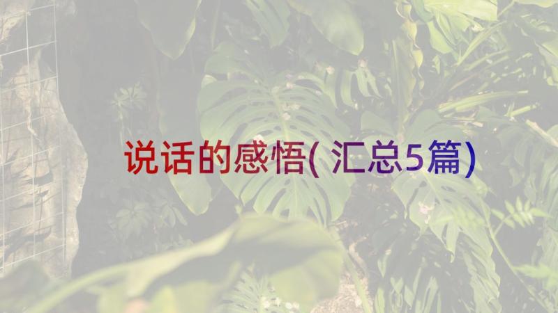 说话的感悟(汇总5篇)