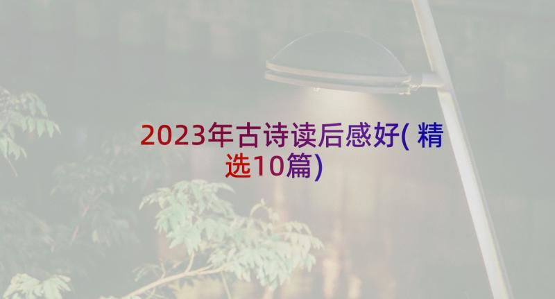 2023年古诗读后感好(精选10篇)