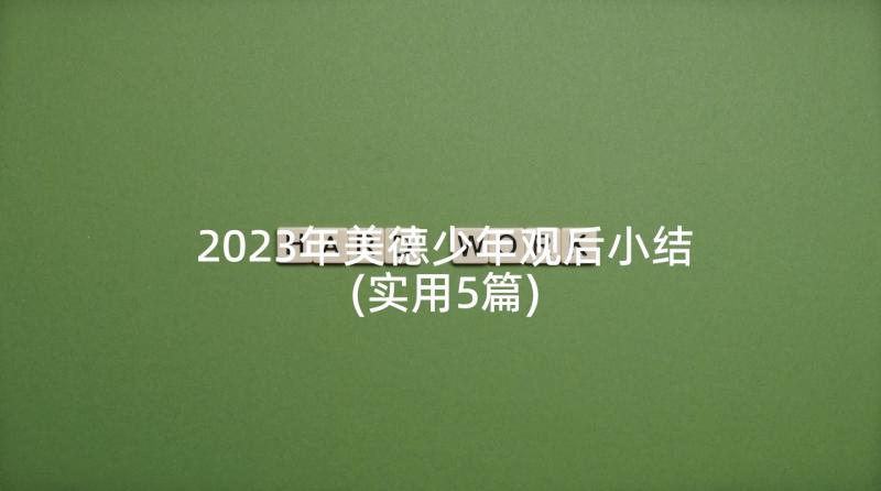 2023年美德少年观后小结(实用5篇)