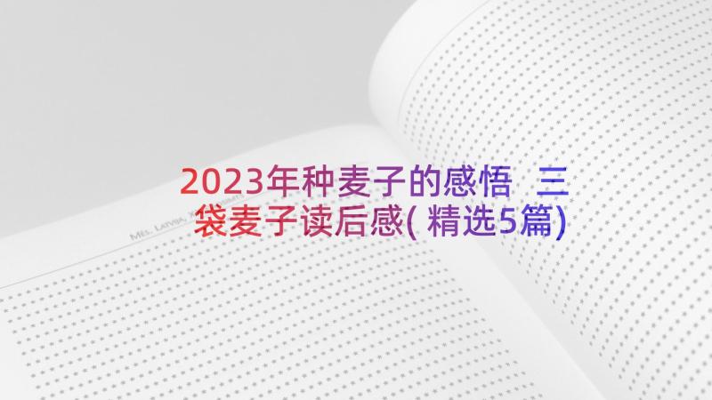 2023年种麦子的感悟 三袋麦子读后感(精选5篇)