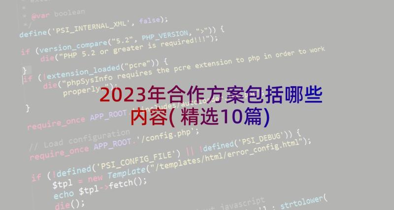 2023年合作方案包括哪些内容(精选10篇)