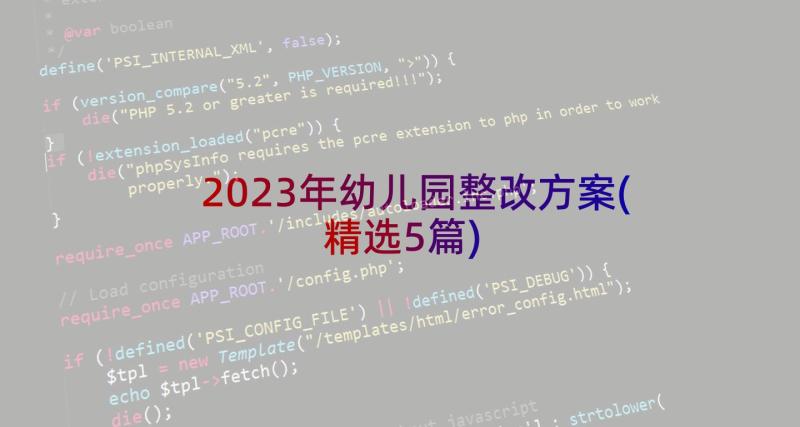 2023年幼儿园整改方案(精选5篇)