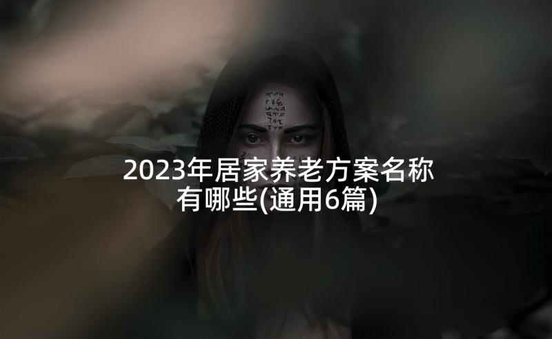 2023年居家养老方案名称有哪些(通用6篇)