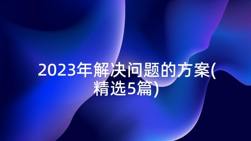 2023年解决问题的方案(精选5篇)