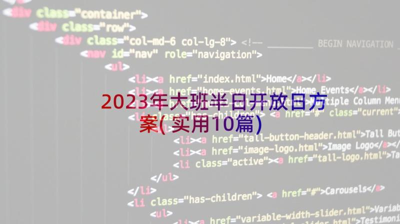 2023年大班半日开放日方案(实用10篇)