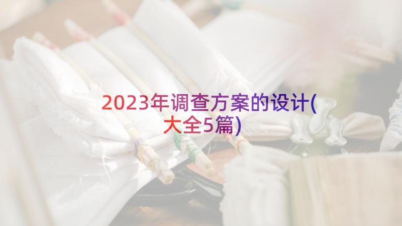 2023年调查方案的设计(大全5篇)