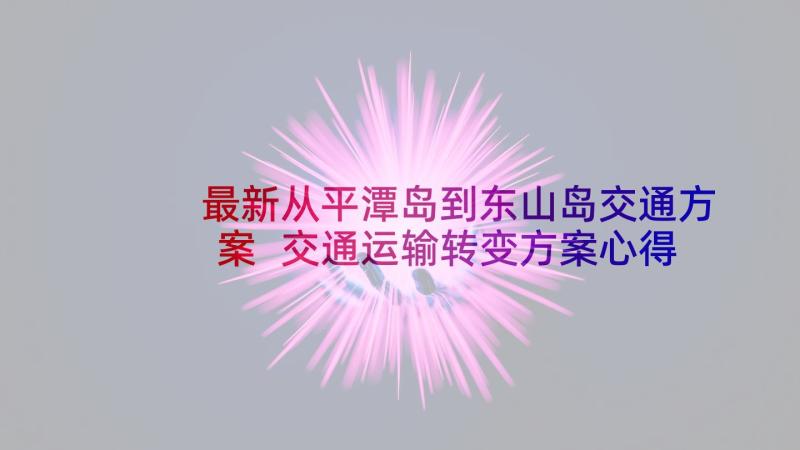 最新从平潭岛到东山岛交通方案 交通运输转变方案心得体会(汇总5篇)