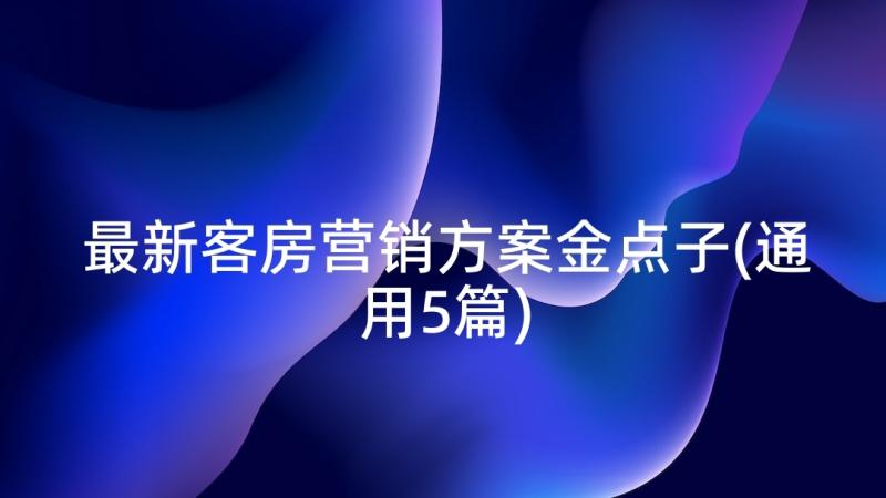 最新客房营销方案金点子(通用5篇)