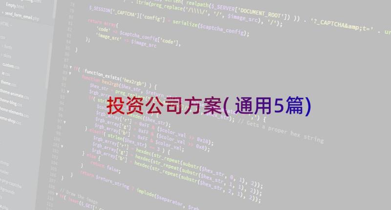 投资公司方案(通用5篇)