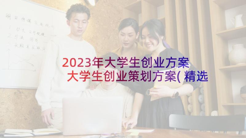 2023年大学生创业方案 大学生创业策划方案(精选9篇)