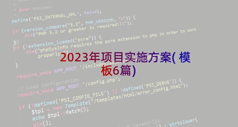 2023年项目实施方案(模板6篇)