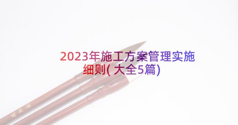 2023年施工方案管理实施细则(大全5篇)