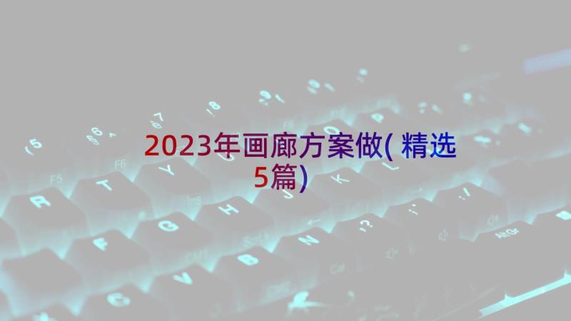 2023年画廊方案做(精选5篇)