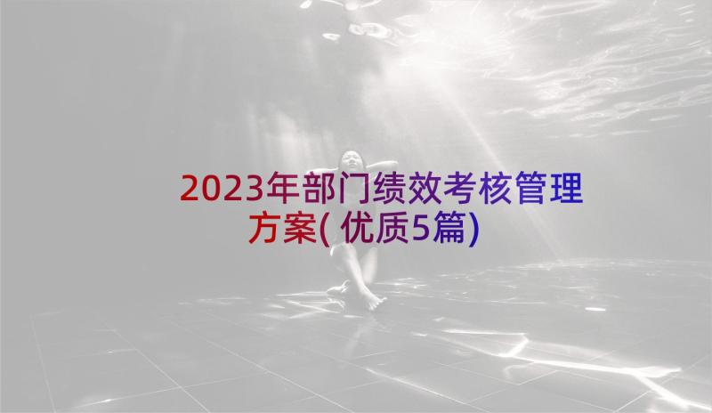 2023年部门绩效考核管理方案(优质5篇)