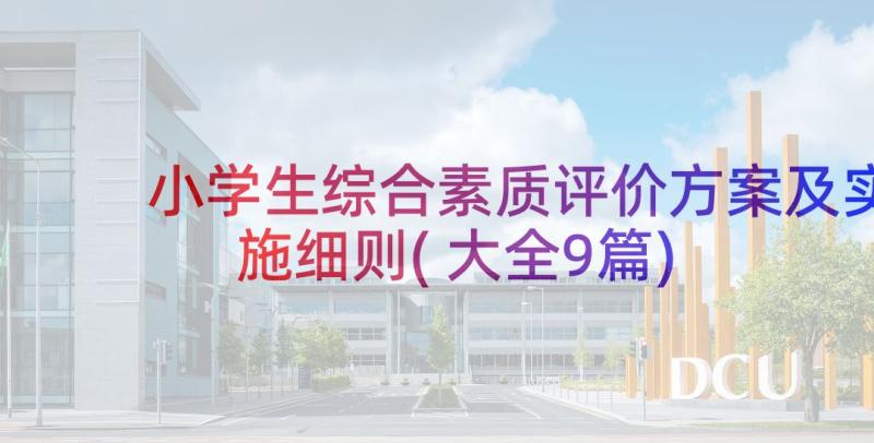 小学生综合素质评价方案及实施细则(大全9篇)