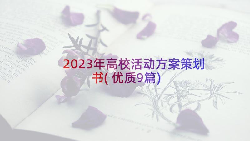 2023年高校活动方案策划书(优质9篇)