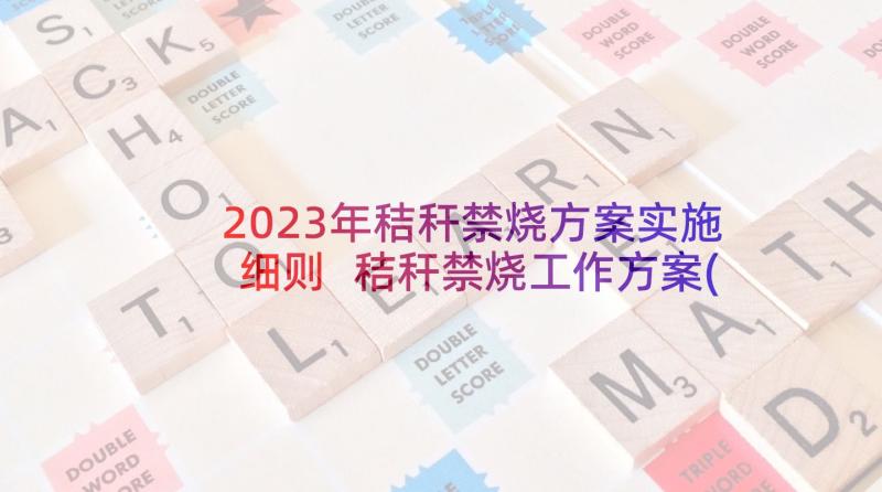 2023年秸秆禁烧方案实施细则 秸秆禁烧工作方案(优质8篇)