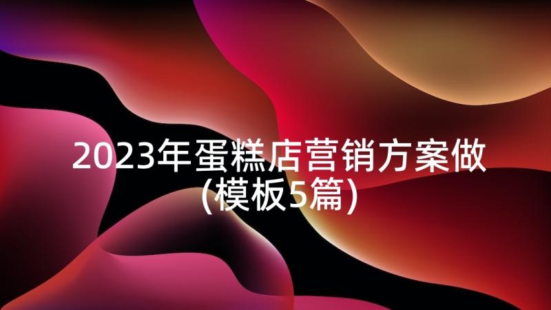 2023年蛋糕店营销方案做(模板5篇)