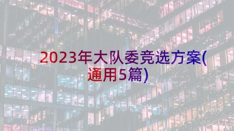 2023年大队委竞选方案(通用5篇)