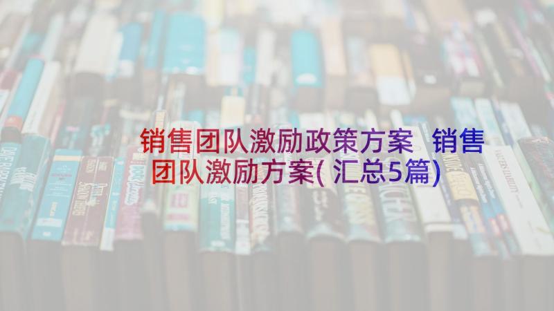 销售团队激励政策方案 销售团队激励方案(汇总5篇)