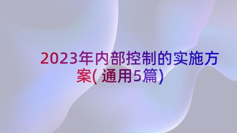 2023年内部控制的实施方案(通用5篇)