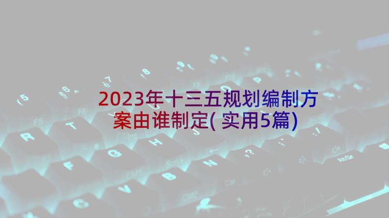 2023年十三五规划编制方案由谁制定(实用5篇)