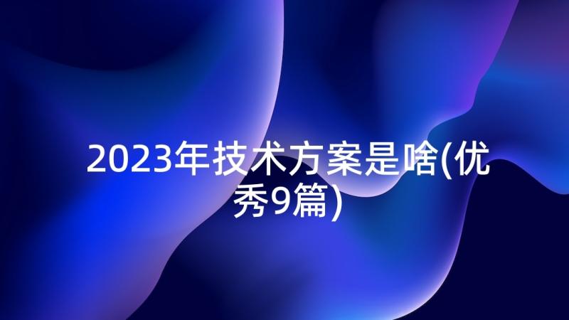 2023年技术方案是啥(优秀9篇)